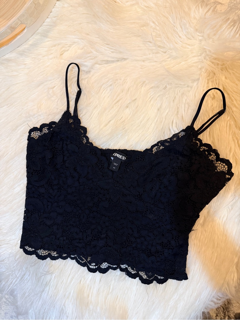 Express Black Lace Camisole Crop Top